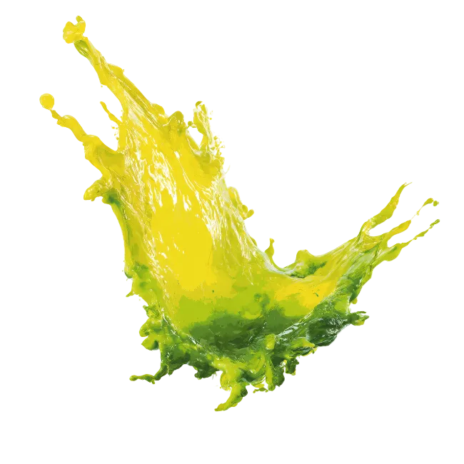 Yellow and green liquid splash isolated