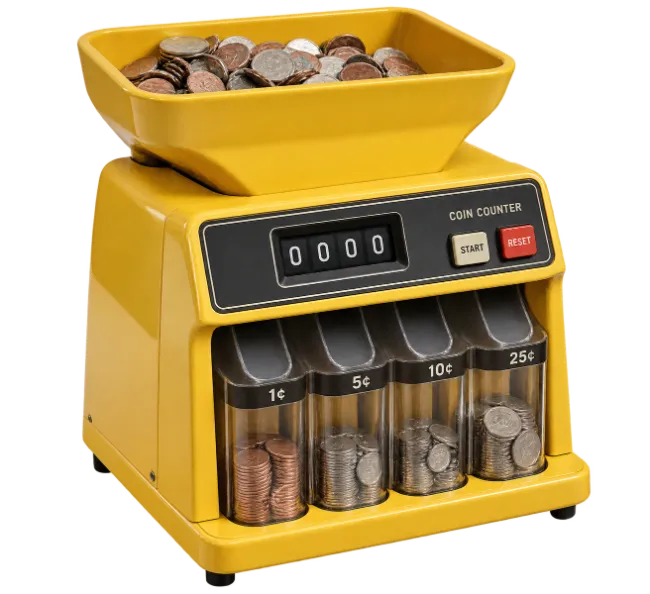 Yellow Automatic Coin Counter and Sorter Machine
