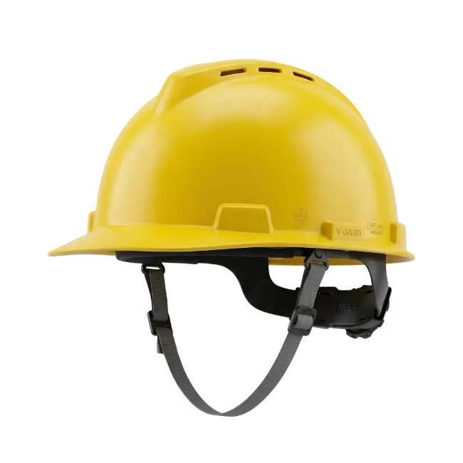 Yellow Construction Hard Hat with Chin Strap