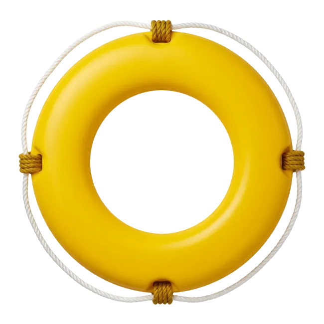 Yellow Life Ring with White Rope