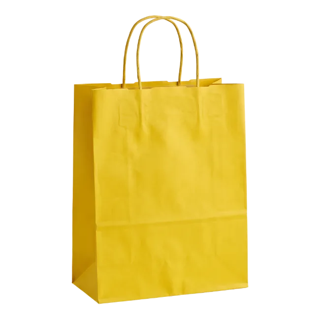 Yellow paper shopping bag with handles