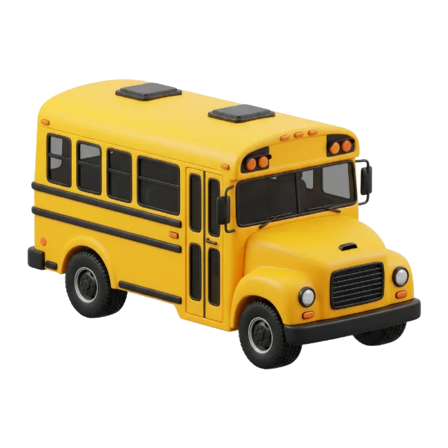 Yellow School Bus 3D Render
