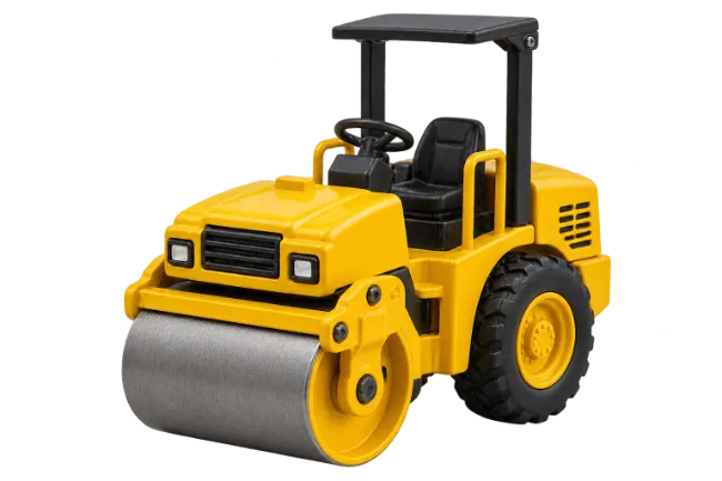 Yellow Toy Steamroller Construction Vehicle