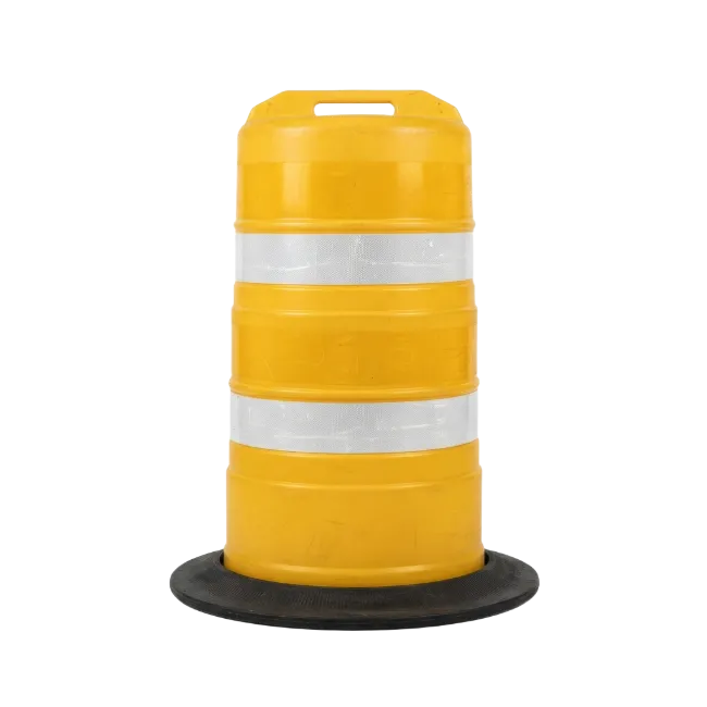 Yellow Traffic Safety Barrel with Reflective Stripes