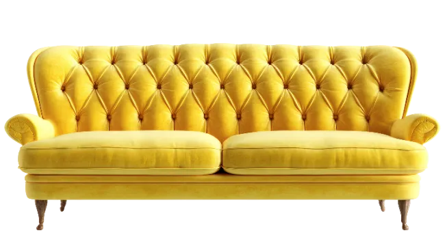 Yellow Tufted Velvet Sofa