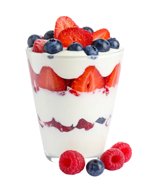 Yogurt Parfait with Berries in Glass