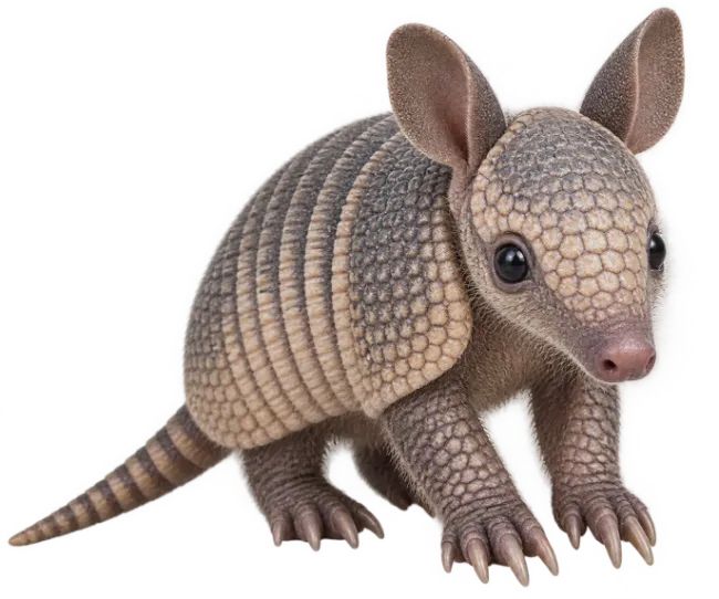 Young Armadillo with Scaled Armor