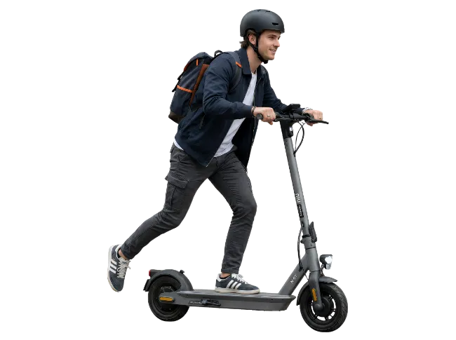 Young Man Riding Electric Scooter