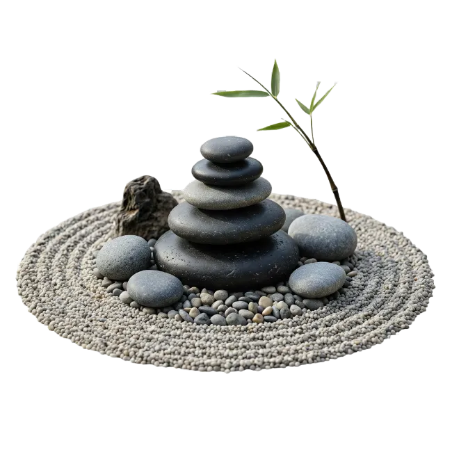 Zen Stone Stack with Bamboo