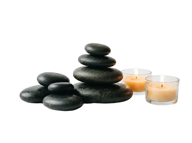 Zen Stones and Burning Candles